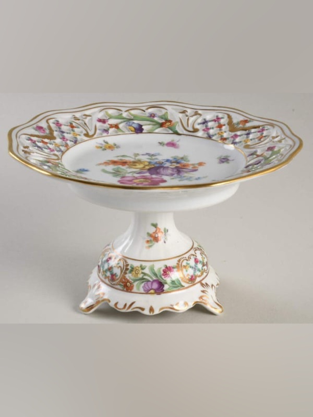 Vintage Schumann Bavaria Chateau Dresden Royal Dresner Floral Compote